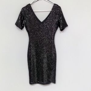 Boohoo black sequin dress